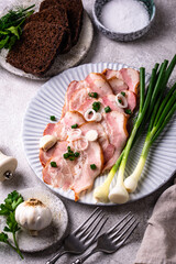 Sliced boiled smoked pork or ham