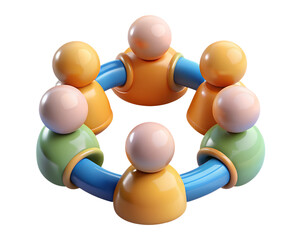 Abstract 3d rendering of people connected in a circle