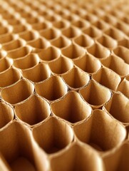 Corrugated cardboard close-up, showing honeycomb structure and textured material