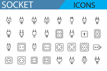 Power Socket and Plug Icons for Modern Digital Designs