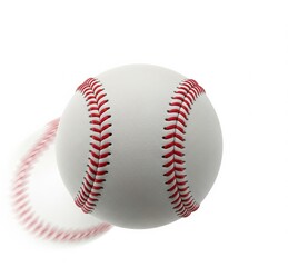 Premium photorealistic baseball image with a clean white backdrop, sharp red stitches, and soft depth of field. Ideal for web design, ads, and UI/UX projects.