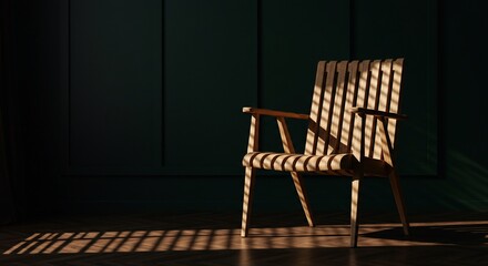 Sunlit Wooden Chair in Dark Room Interior Design