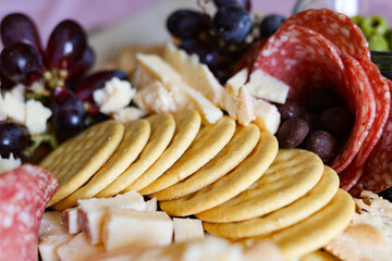 Gourmet Fancy Charcuterie Board with Meat Cheese and Grapes