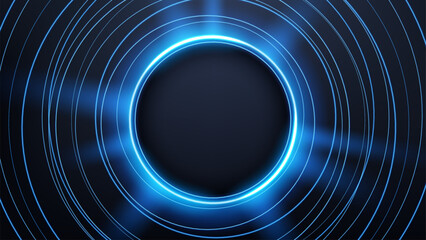 Rounded Blue Light Rotating with Abstract Circle Lines, Suitable For Product Advertising, Product Design and Other, Vector Illustration