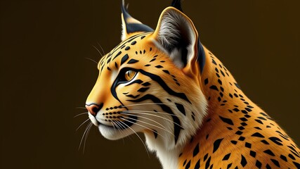 Stunning portrait of a lynx depicting detail in fur and captivating gaze against a dark background