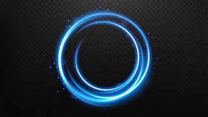 Rounded Blue Light Rotating with Flying Particles, Suitable For Product Advertising, Product Design and Other, Vector Illustration