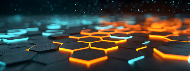 Fototapeta premium Neon Honeycomb Landscape