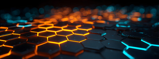 Obraz premium Neon Honeycomb Landscape
