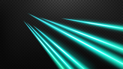 Emerald Light Trails, Long Time Exposure Motion Blur Effect, Vector Illustration