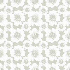 Elegant seamless floral pattern with fall flowers. Repeatable botanical background. Flat vector illustration
