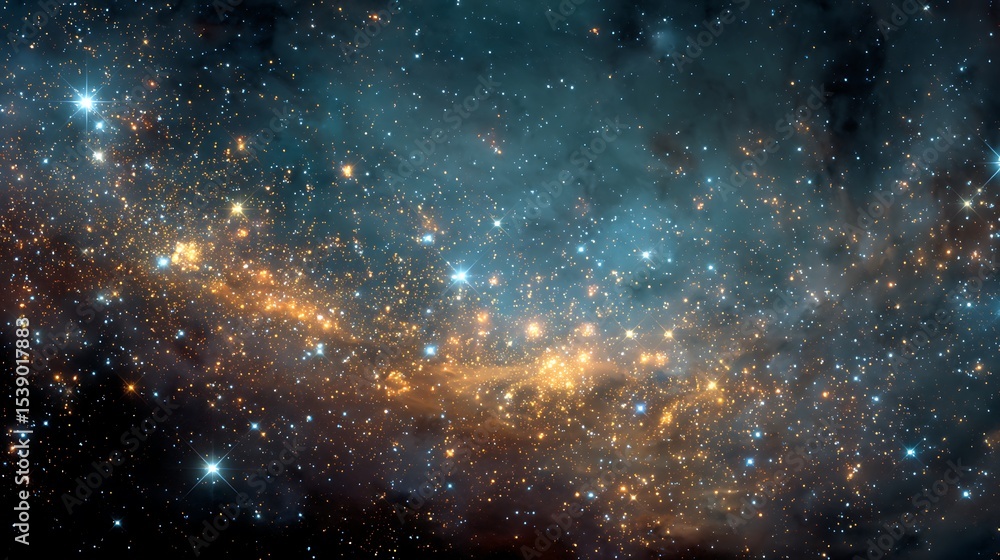 Poster cosmic tapestry of twinkling stars and ethereal nebulae in a captivating deep space exploration of v