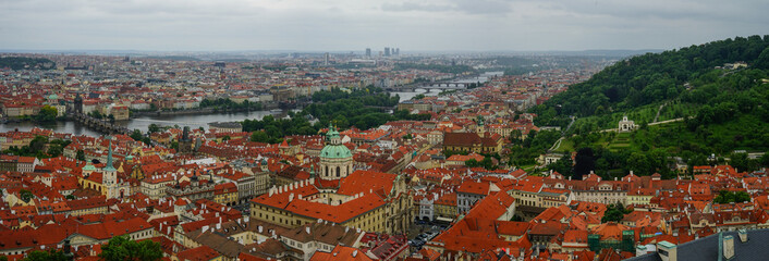 Prague and Moldava river panoramic view, Czech Republic