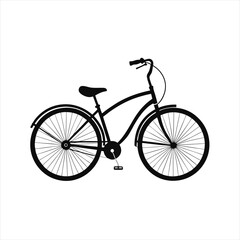 Black Silhouette Classic Cruiser Bicycle Vector Icon
