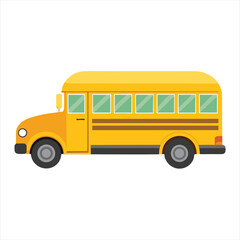 Yellow Cartoon School Bus Vector Illustration for Back to School and Education
