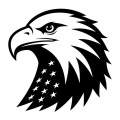 Obraz premium Patriotic bald eagle head profile with stars
