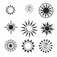 A collection of vector sun icons and elements