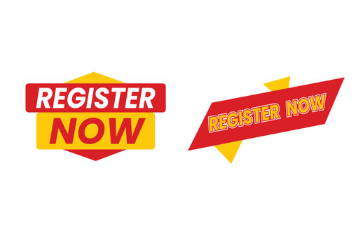 Register now button vector illustration and colorful register button pack for website, isolated on a white background, or online apply registration. poster with vector 