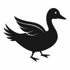 Black silhouette of a duck bird