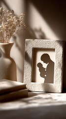 Framed silhouette of parent and child	