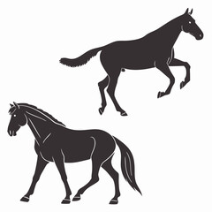 Galloping horse silhouette vector illustration of a wild equine
