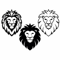lion head designs black and white line art	