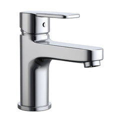 Modern chrome bathroom faucet isolated on transparent background