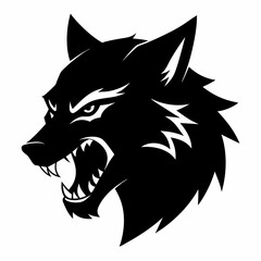 Aggressive black wolf head profile vector illustration