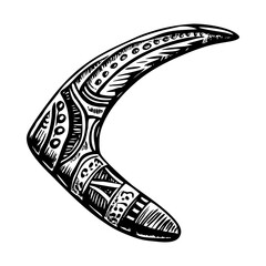 A vintage style illustration representing a bladed boomerang