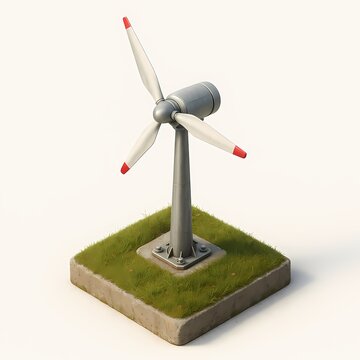 Wind Turbine on Grassy Field