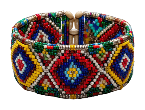 Colorful beaded bracelet crafting event artisan market jewelry showcase vibrant atmosphere cut out png