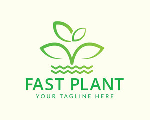 Eco Green Plant Logo, Modern Agricultural Growth Icon, Fast Farming, Nature Symbol for Organic and Hydroponic Brands Vector Illustration