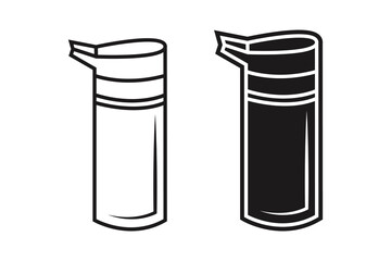 Kids Water Bottle art silhouette vector with line art on white background