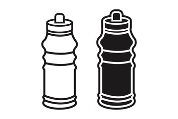 Kids Water Bottle art silhouette vector with line art on white background