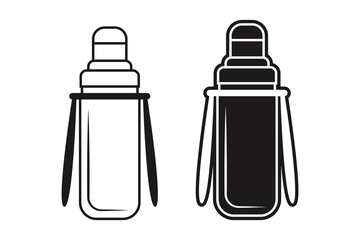 Kids Water Bottle art silhouette vector with line art on white background