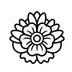 Anemone Flower Black Outline – Minimal Vector Icon