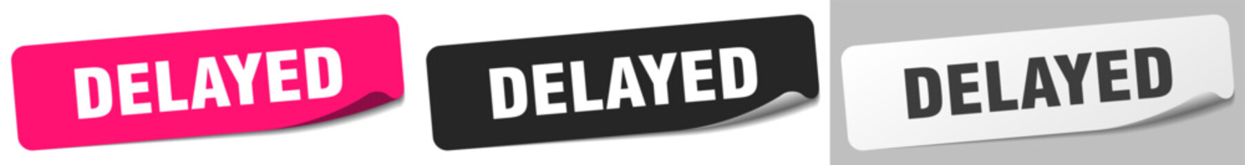 delayed sticker. delayed sticker set on white background