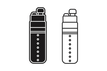 Kids Water Bottle art silhouette vector with line art on white background