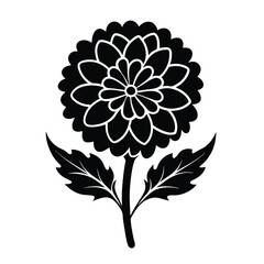 Marigold Flower Silhouette – Black Vector Icon Design
