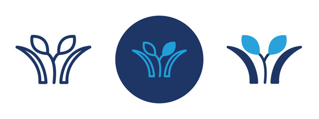 Set of pixel perfect colored nature icon with 1 unexpanded, 1 silhouette,  Leaf and tree icon representing natural world and environmental care.