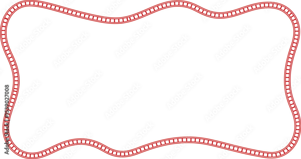 Poster red border frame wave design creative element graphic resource template for text or image decoration