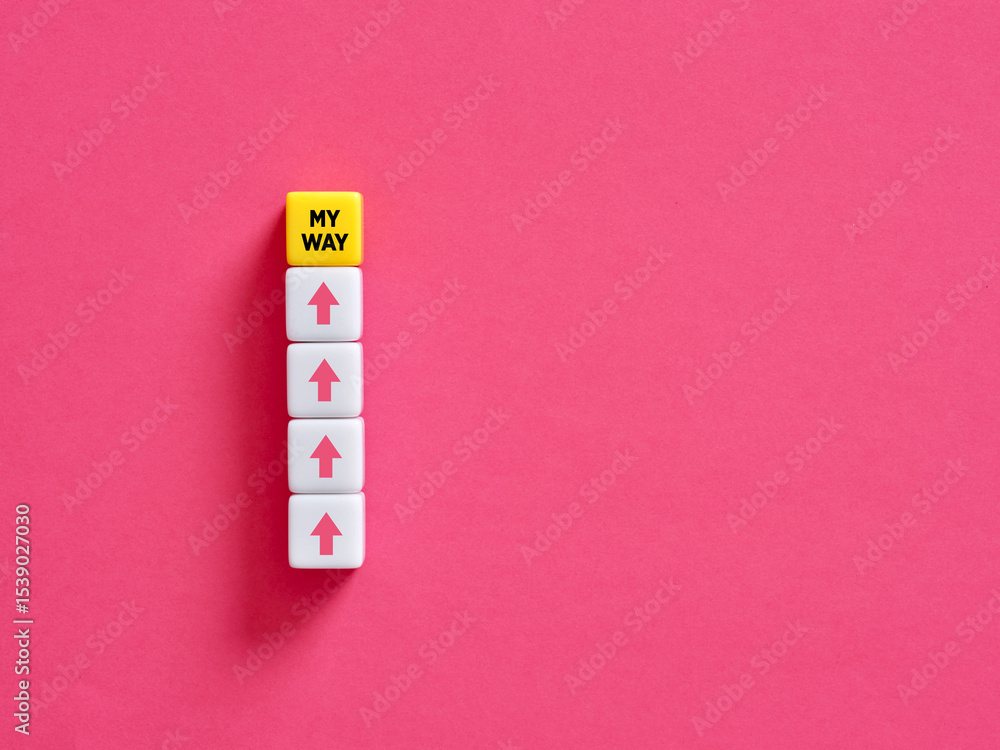 Poster my way forward leading to success with up arrows on blocks