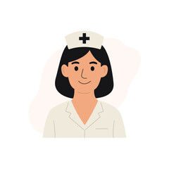 Flat Design Illustration of a Female Nurse in Uniform – Healthcare Worker Icon