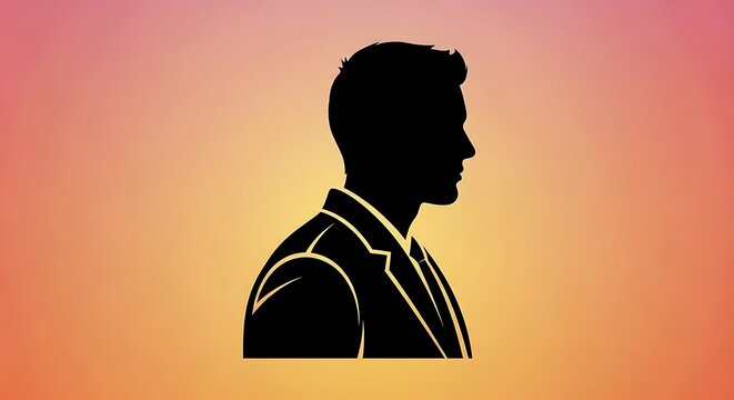 Silhouette Image of Person in Suit Jacket Profile View on Gradient Background