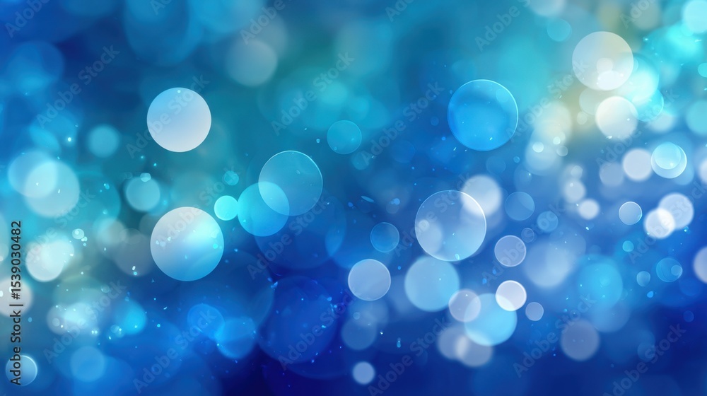 Poster a blue background with many small circles. the circles are of different sizes and are scattered thro