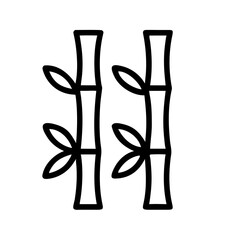 Bamboo Icon Line Art – Minimalist Vector Stalks with Leaves for Zen, Nature, Spa Design, Asian Decor, Eco Graphic, Wellness Symbol, Black Outline Clipart