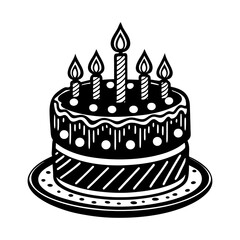 Celebration cake with candles vector illustration happy birthday cake dessert party sweet treat bakery design