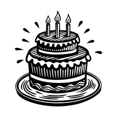 Illustration of a two tier birthday cake with candles for celebration party design element art