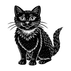 Black cat clip art vector image illustration of cute kitten domestic animal pet drawing design graphic art