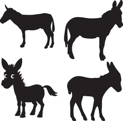 Black Animal and Donkey Silhouettes Vector Illustration Design