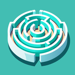 blue labyrinth with arrow